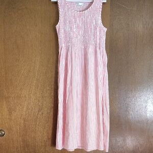 croft & barrow Pink Striped Sleeveless Seersucker Maxi Dress